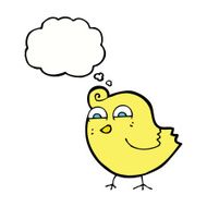 cartoon funny bird with thought bubble N9
