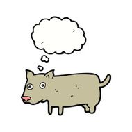 cartoon little dog with thought bubble N17
