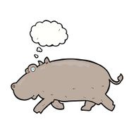 cartoon hippopotamus with thought bubble N8
