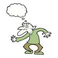 cartoon goblin with thought bubble N8