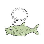 cartoon fish with thought bubble N75