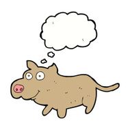 cartoon happy little dog with thought bubble N9