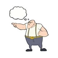 cartoon angry tough guy pointing with thought bubble N7