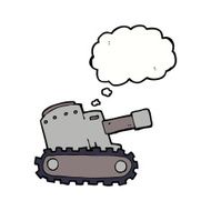 cartoon army tank with thought bubble N5
