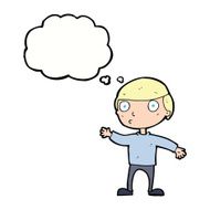 cartoon waving man with thought bubble N33