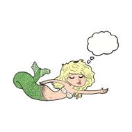 cartoon mermaid with thought bubble N57