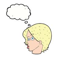 cartoon female face with thought bubble N121