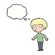cartoon surprised boy with thought bubble N25