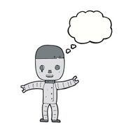 cartoon robot with thought bubble N143