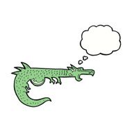 cartoon medieval dragon with thought bubble N9