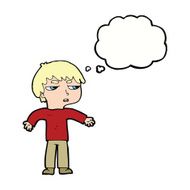 cartoon annoyed boy with thought bubble N34