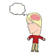 cartoon man with brain symbol thought bubble N18