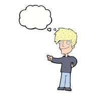 cartoon man pointing with thought bubble N161