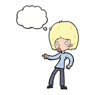 cartoon woman pointing with thought bubble N182