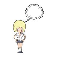 cartoon woman with hands on hips thought bubble N186