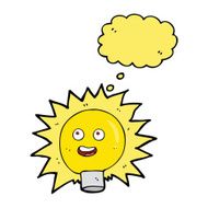 cartoon electric light bulb with thought bubble N2