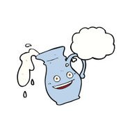 cartoon milk jug with thought bubble