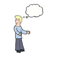 cartoon disgusted man with thought bubble N9