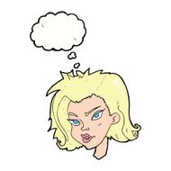 cartoon female face with thought bubble N122