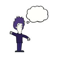 cartoon vampire man with thought bubble N97