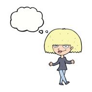 cartoon smug looking woman with thought bubble N9