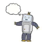 cartoon funny robot with thought bubble N65
