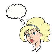 cartoon pretty woman with thought bubble N228