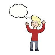 cartoon happy man with thought bubble N389