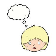 cartoon unhappy boy with thought bubble N49