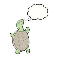 cartoon happy turtle with thought bubble N9