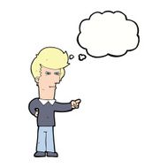 cartoon man pointing with thought bubble N162