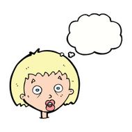 cartoon shocked woman with thought bubble N81