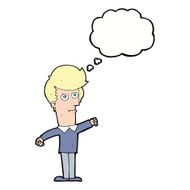 cartoon man punching with thought bubble N9