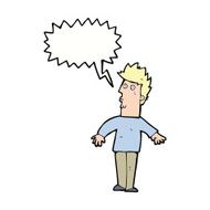 cartoon surprised man with thought bubble N118