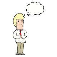 cartoon nervous man with thought bubble N117