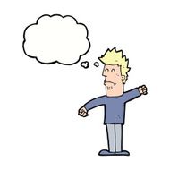 cartoon stressed man with thought bubble N58