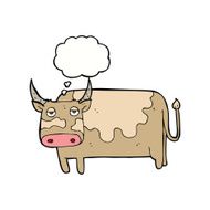 cartoon cow with thought bubble N33