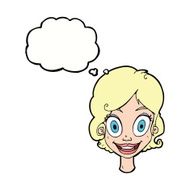 cartoon happy woman with thought bubble N218