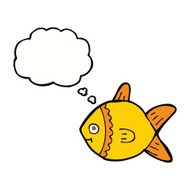 cartoon fish with thought bubble N76
