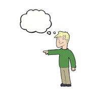 cartoon man pointing with thought bubble N163
