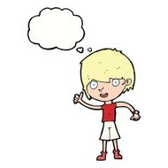 cartoon boy with positive attitude thought bubble N17