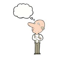 cartoon old man with folded arms thought bubble N8