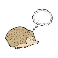 cartoon hedgehog with thought bubble N8