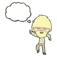 cartoon bearded man pointing and laughing with thought bubble N8