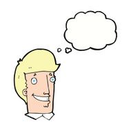 cartoon happy man with thought bubble N391