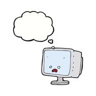 cartoon computer screen with thought bubble N10