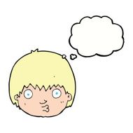 cartoon curious boy with thought bubble N30