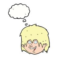 cartoon happy man with thought bubble N392
