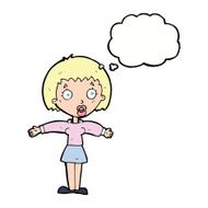 cartoon shocked woman with thought bubble N82