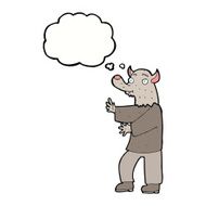 cartoon werewolf with thought bubble N20